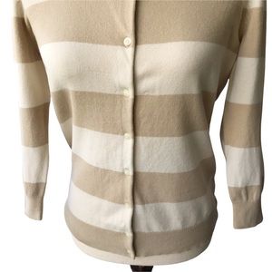 The Limited Tan/Cream Stripe Cardigan Size Large